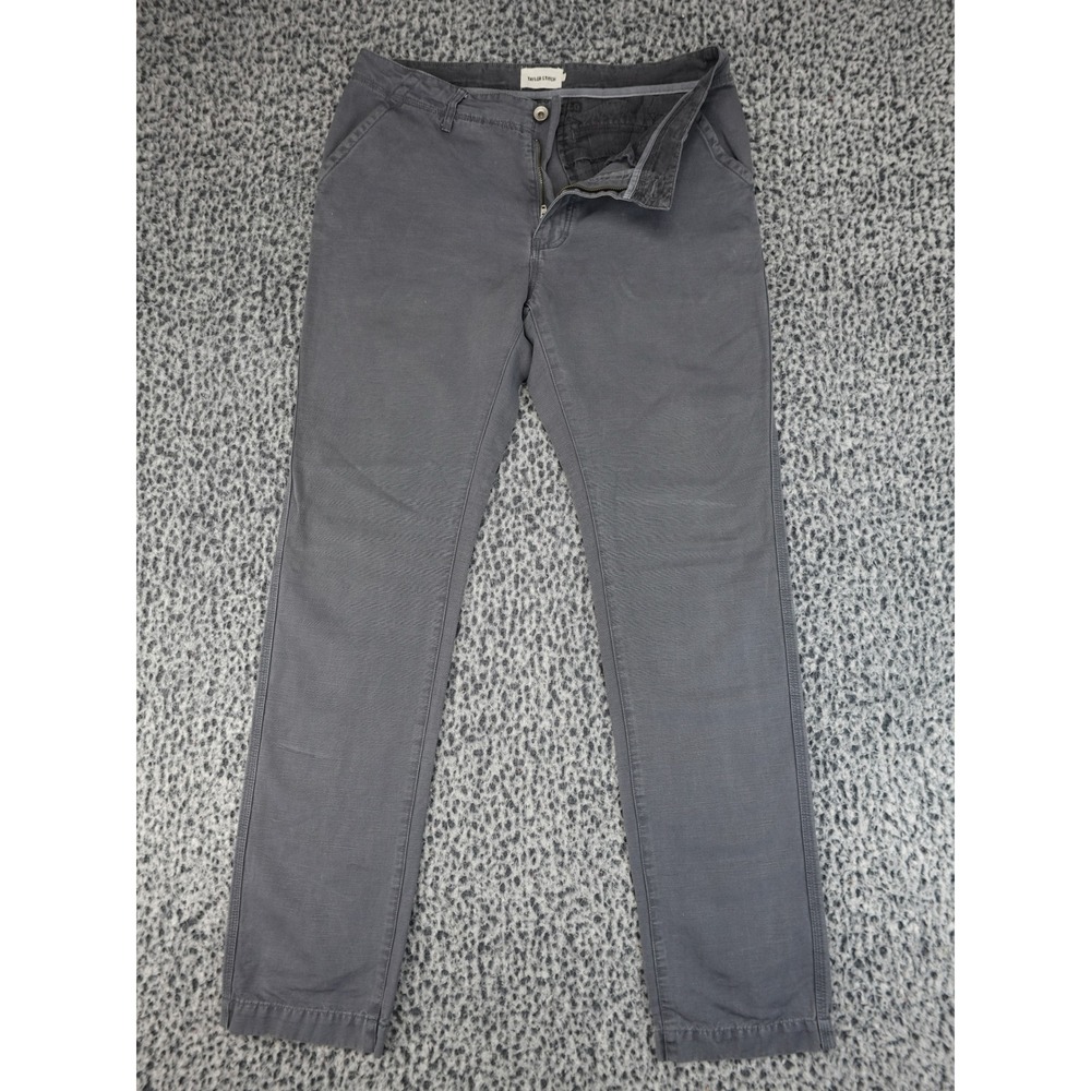 Taylor Stitch Chino Pants Mens 32 Grey Slim Straight Cotton Button‎ Fly